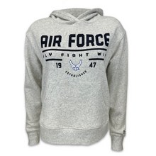 Load image into Gallery viewer, Air Force Ladies Under Armour Fly Fight Win All Day Fleece Hood (Silver Heather)