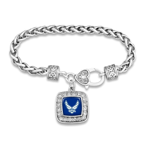 AIR FORCE WINGS CRYSTAL SQUARE BRACELET