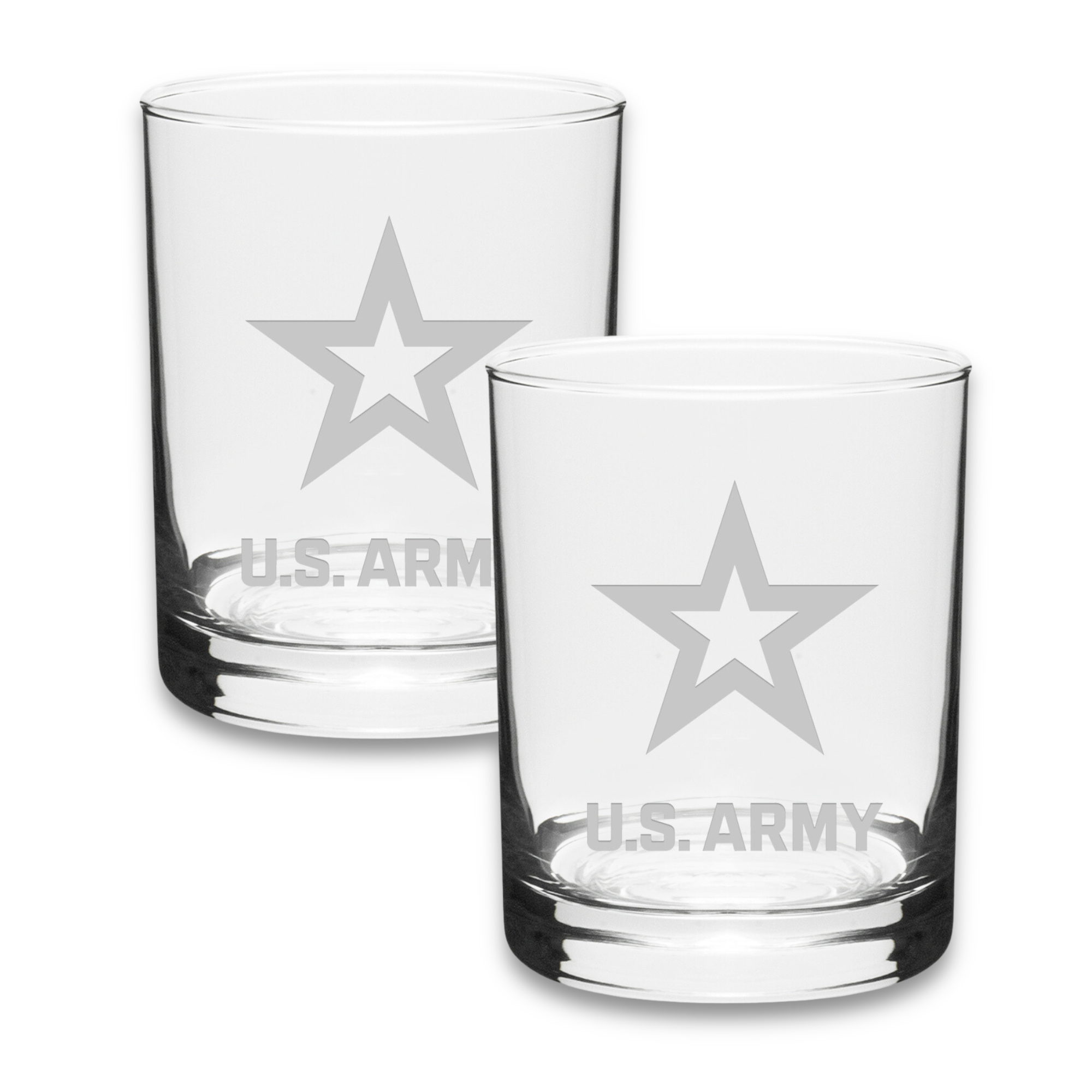 Army Star 14oz Deep Etched Double Old Fashion Glasses (Clear)*