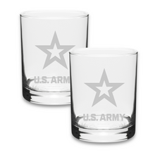 Load image into Gallery viewer, Army Star 14oz Deep Etched Double Old Fashion Glasses (Clear)*