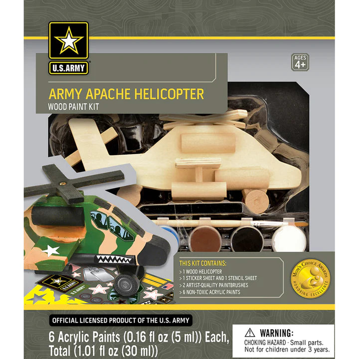 Army Apache Helicopter Wood Paint Kit