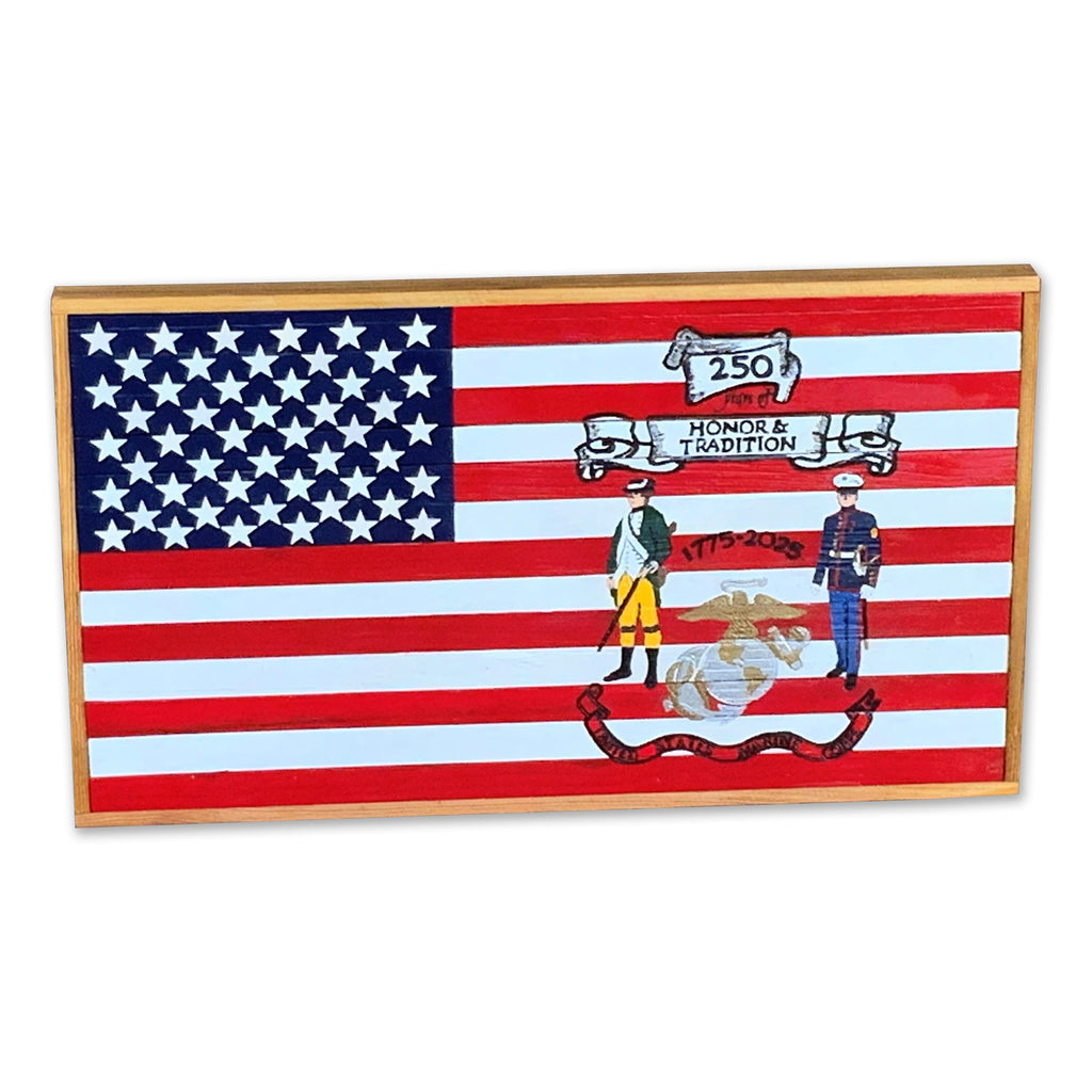 250th USMC Birthday Barnwood Flag (Hand Painted)*