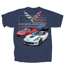 Load image into Gallery viewer, C7 Corvette American Flag T-Shirt (Heather Navy)