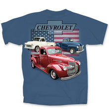 Load image into Gallery viewer, Vintage Chevy Trucks Flag T-Shirt (Indigo)