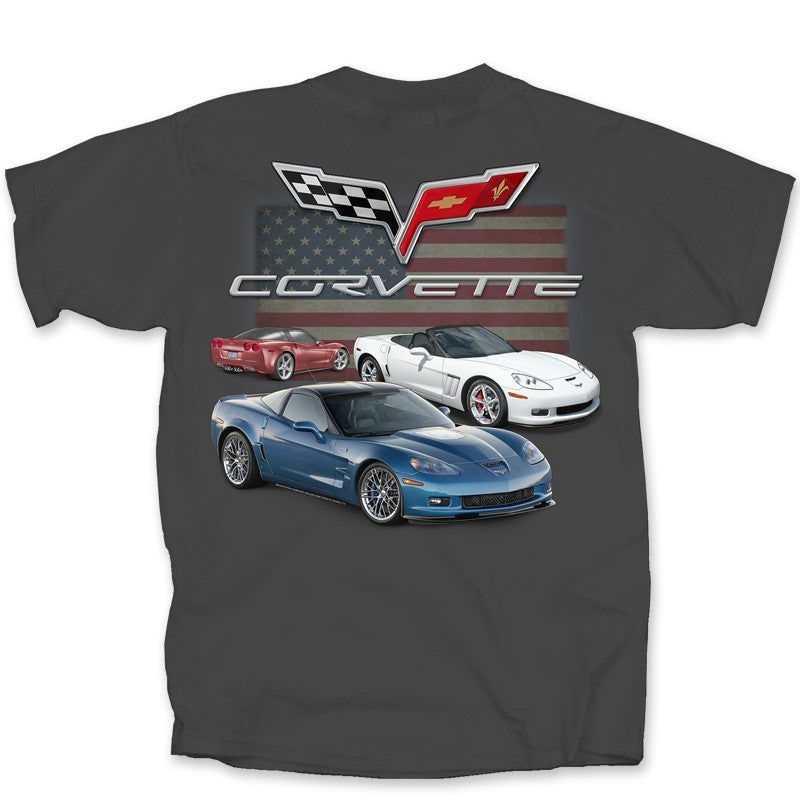 Corvette C6 American Flag T-Shirt (Grey)