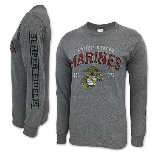 Marines Globe Est. 1775 Long Sleeve T-Shirt (Grey)