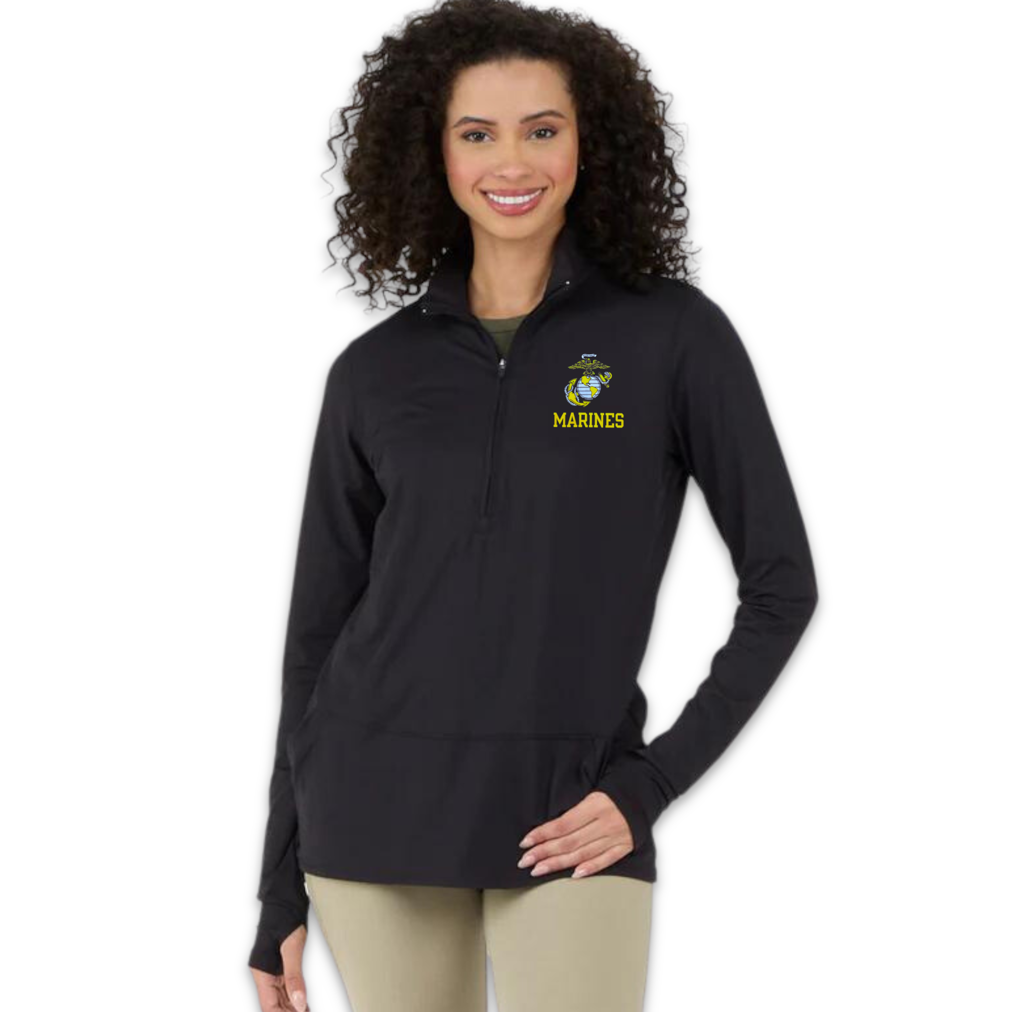 Marines Ladies Flex Quarter Zip (Black)