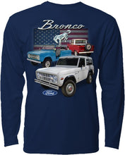 Load image into Gallery viewer, Broncos with Flag Long Sleeve T-Shirt (Navy)