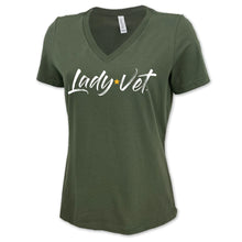 Load image into Gallery viewer, Army Lady Vet Full Chest Logo V-Neck T-Shirt