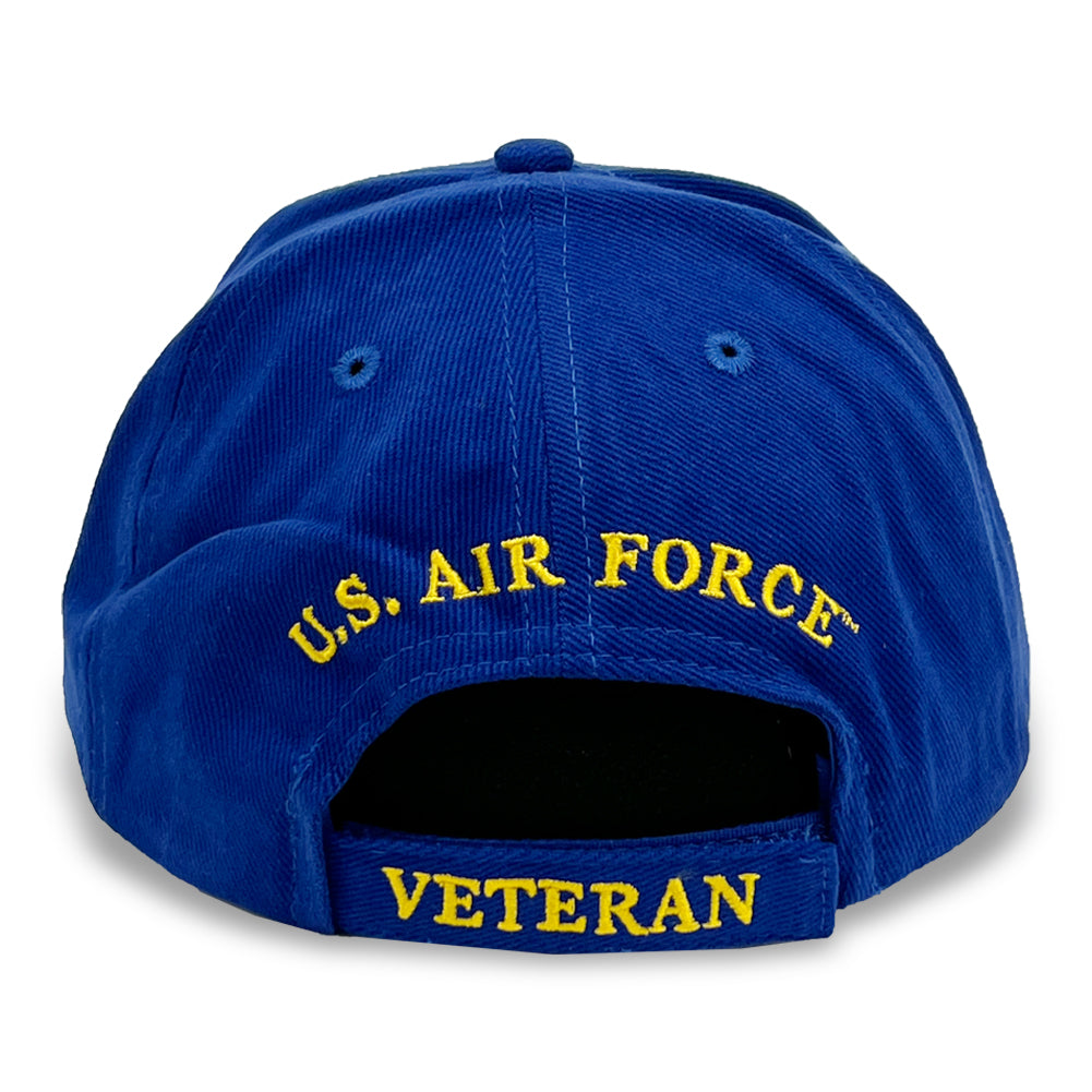 NEW! USAF AIR FORCE ROUND FRONT VETERAN BALL CAP HAT BLUE