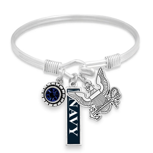 U.S. Navy Eagle Triple Charm Vertical Navy Bracelet