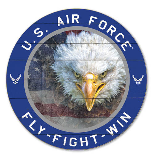 Air Force Flag With Eagle Indoor Wood Circle Sign (20x20)*