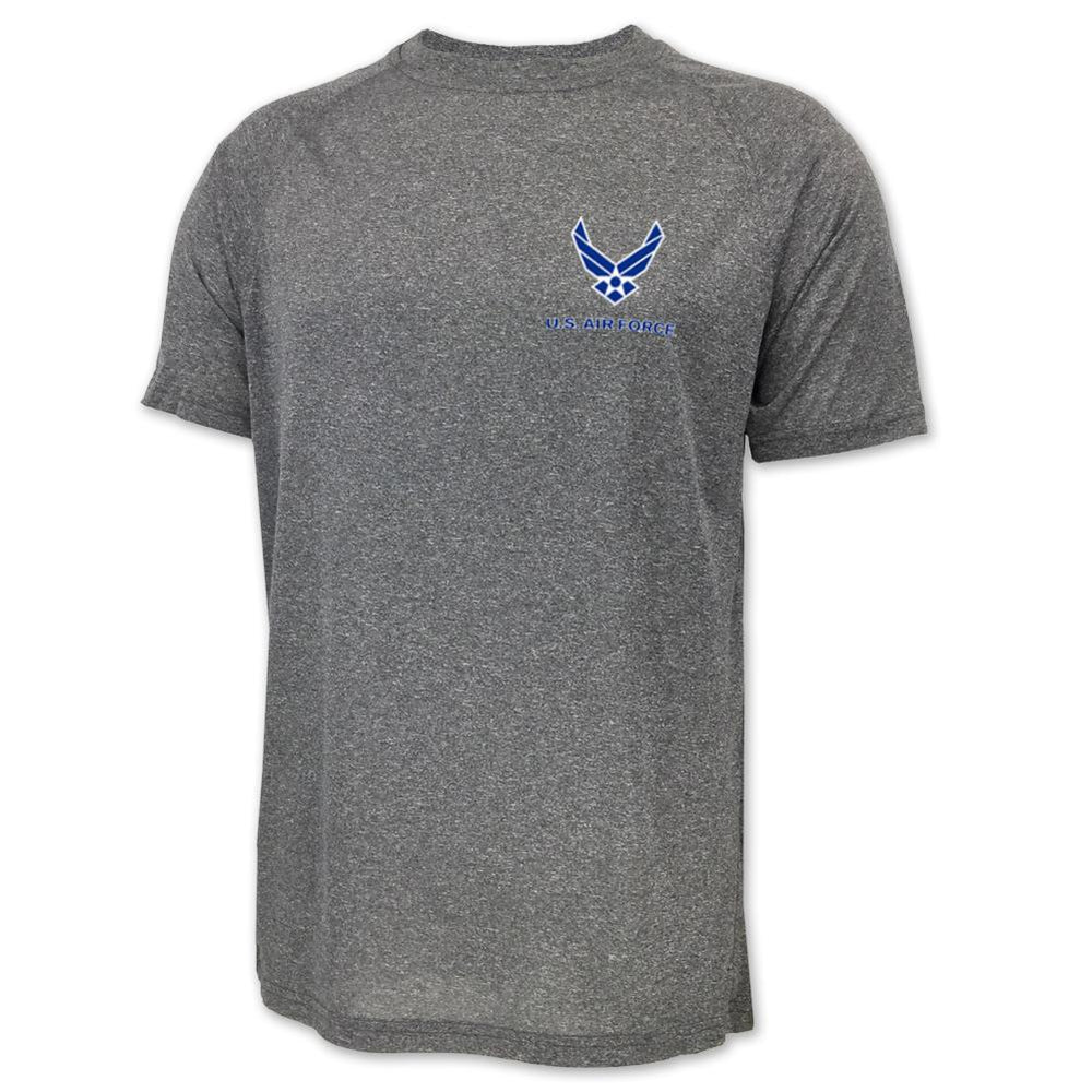 U.S. Air Force T-Shirts: Air Force Wings Logo Performance T-Shirt in Grey