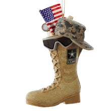 Load image into Gallery viewer, ARMY BOOT WITH US FLAG ORNAMENT 2