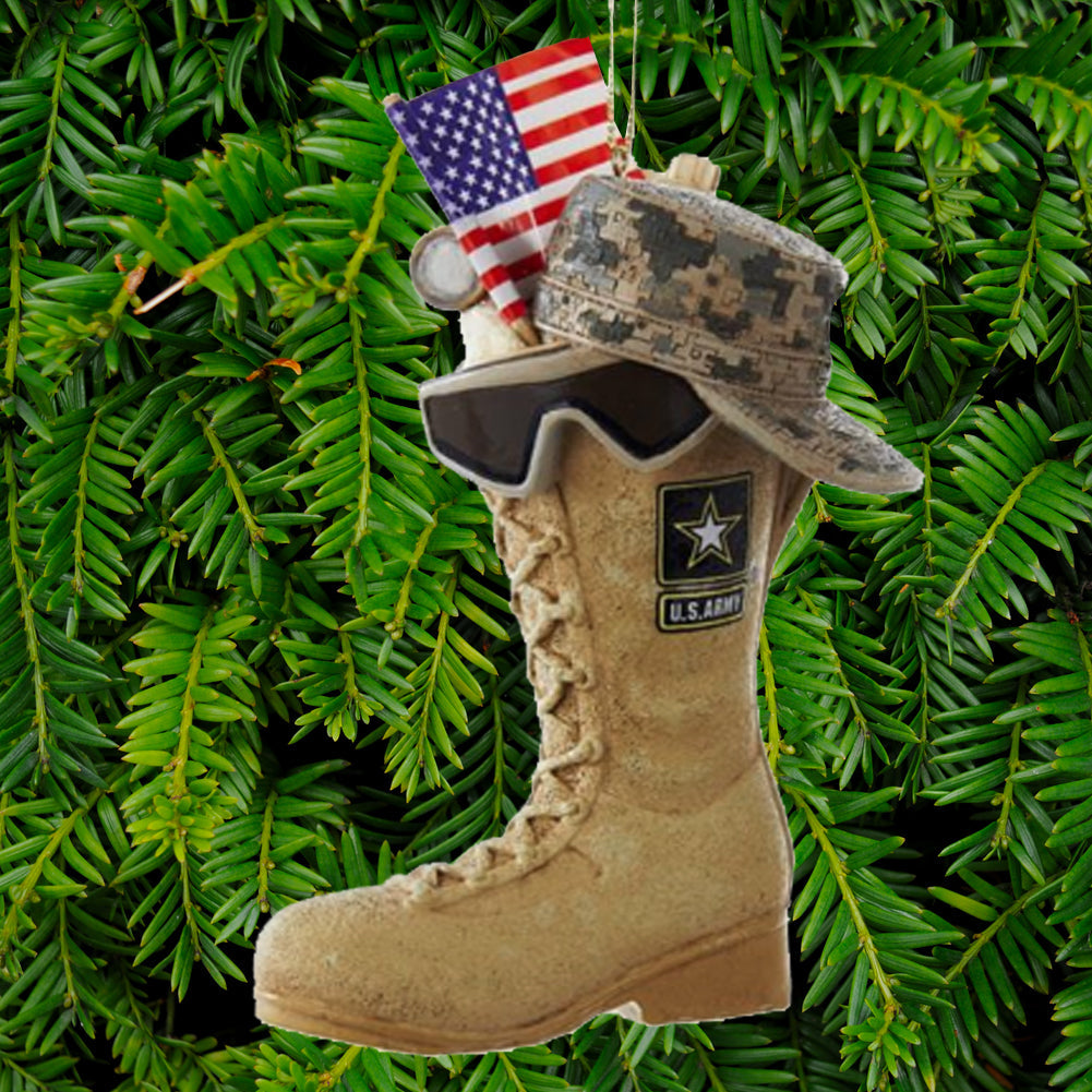 ARMY BOOT WITH US FLAG ORNAMENT 1