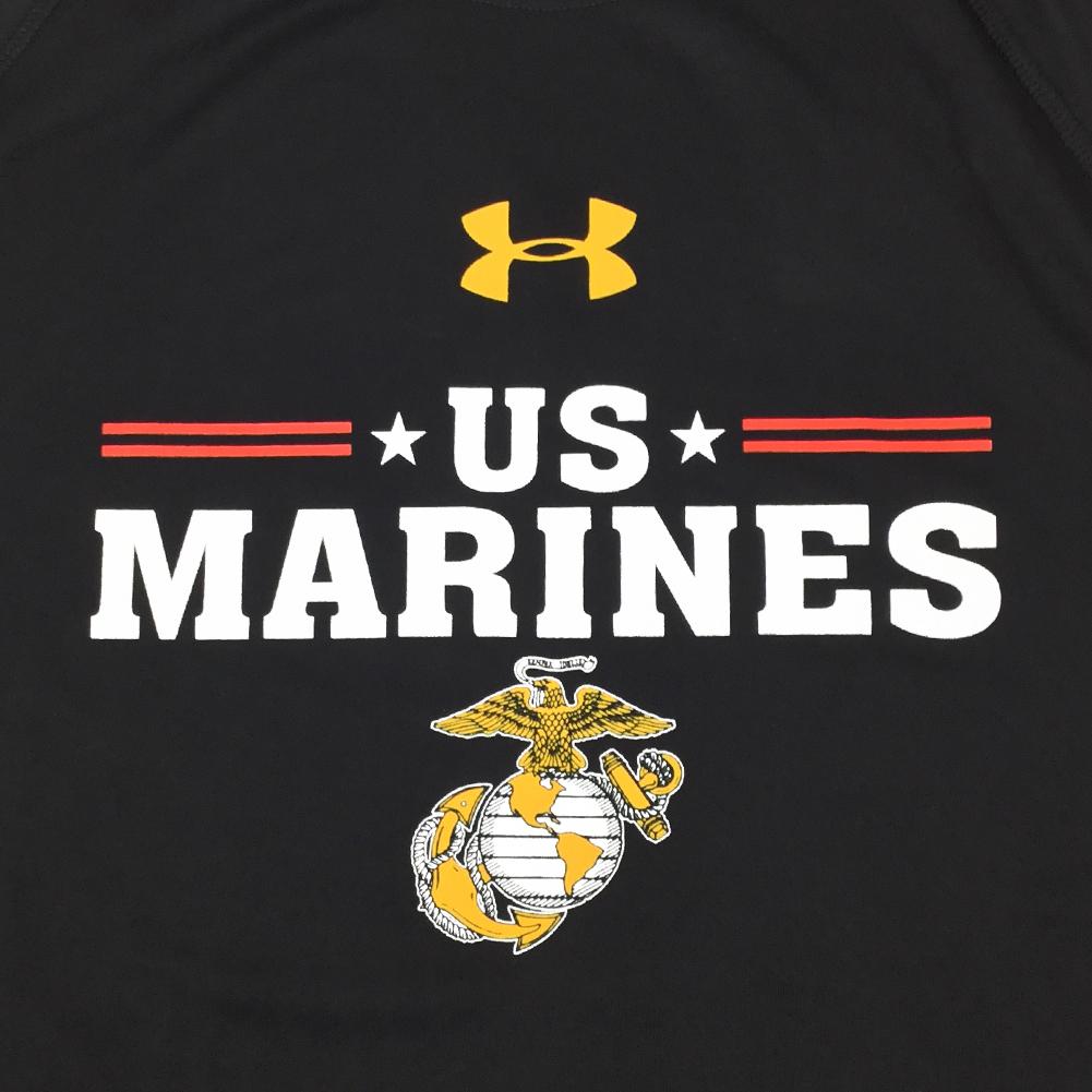 USMC T-Shirts: Marines Under Armour Stars Tech T-Shirt in Black