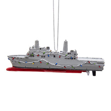 Load image into Gallery viewer, NAVY SHIP W/CHRISTMAS LIGHTS ORNAMENT 2