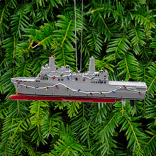 Load image into Gallery viewer, NAVY SHIP W/CHRISTMAS LIGHTS ORNAMENT 1